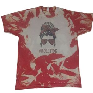 Tultex Fun Red and Cream Alabama Tie-Dye T-Shirt Roll Tide Large